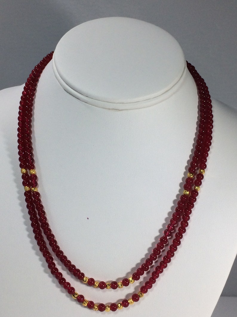 Birthstone Necklace Ruby Necklace BESTSELLER SALE 30/% Ruby Necklace Natural Ruby Necklace Two strand Genuine Ruby Gemstone Necklace