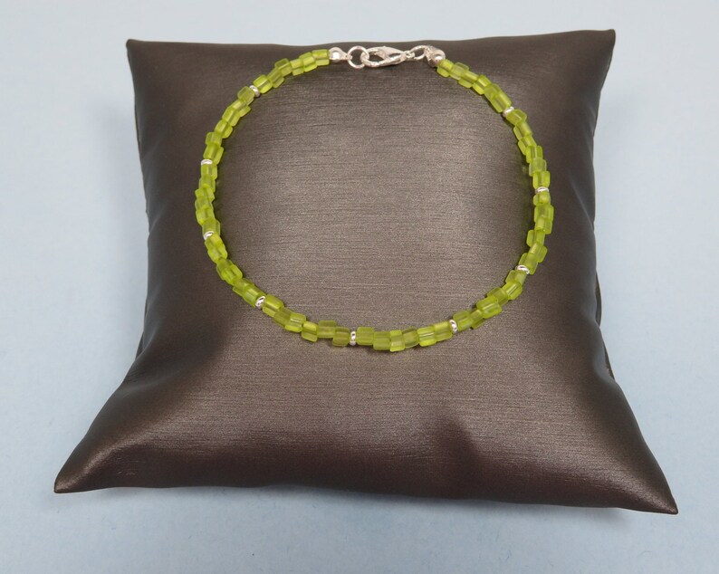 Natural Smokey Peridot Gemstone Bracelet Clasp or Stretch Bracelet Peridot Bracelet August Birthstone bracelet