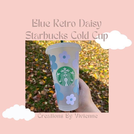 Retro Flowers Starbucks Cup, Personalized Starbucks Cold Cup