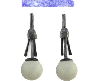 Earrings silver with gray balls Jewelry Mathilde Hagen