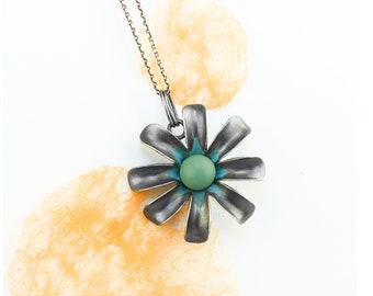 Flower pendant silver jewelry Mathilde Hagen
