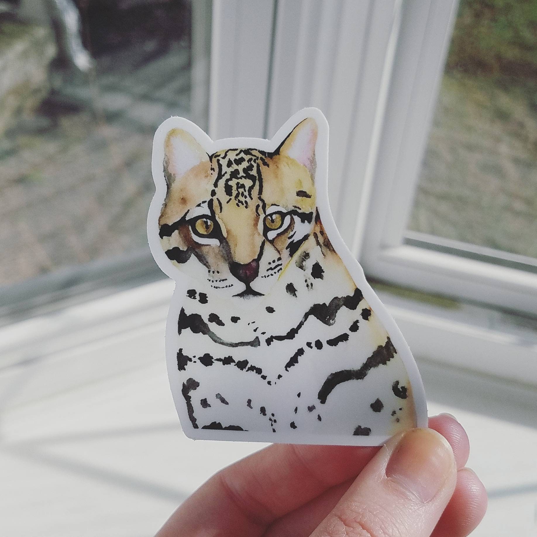 Watercolor Ocelot Vinyl Sticker: Waterproof Wildlife Art - Etsy