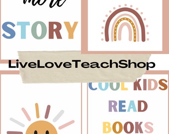 Boho Rainbow Library Posters