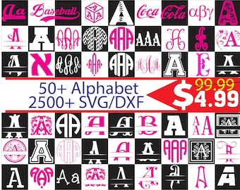 Font bundle SVG,DXF/Split font svg,dxf files for Silhouette,Cricut,Design and any more