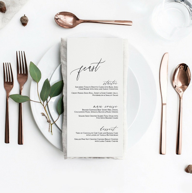 Editable Wedding Menu Template Printable Wedding Menu Card | Etsy