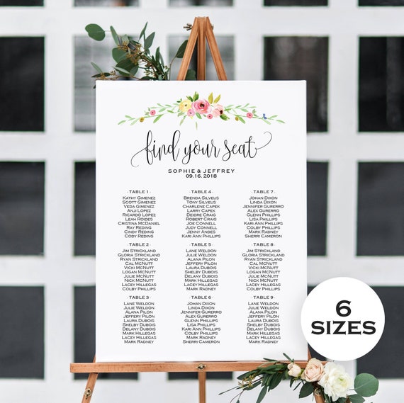 Wedding Seating Chart Poster Size