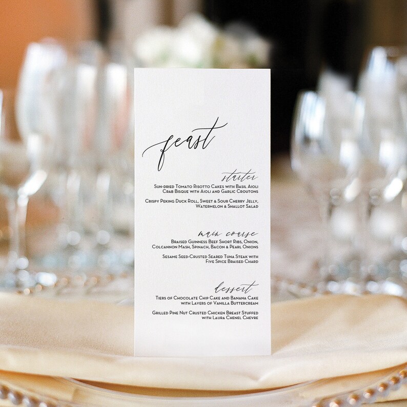 Editable Wedding Menu Template Printable Wedding Menu Card | Etsy