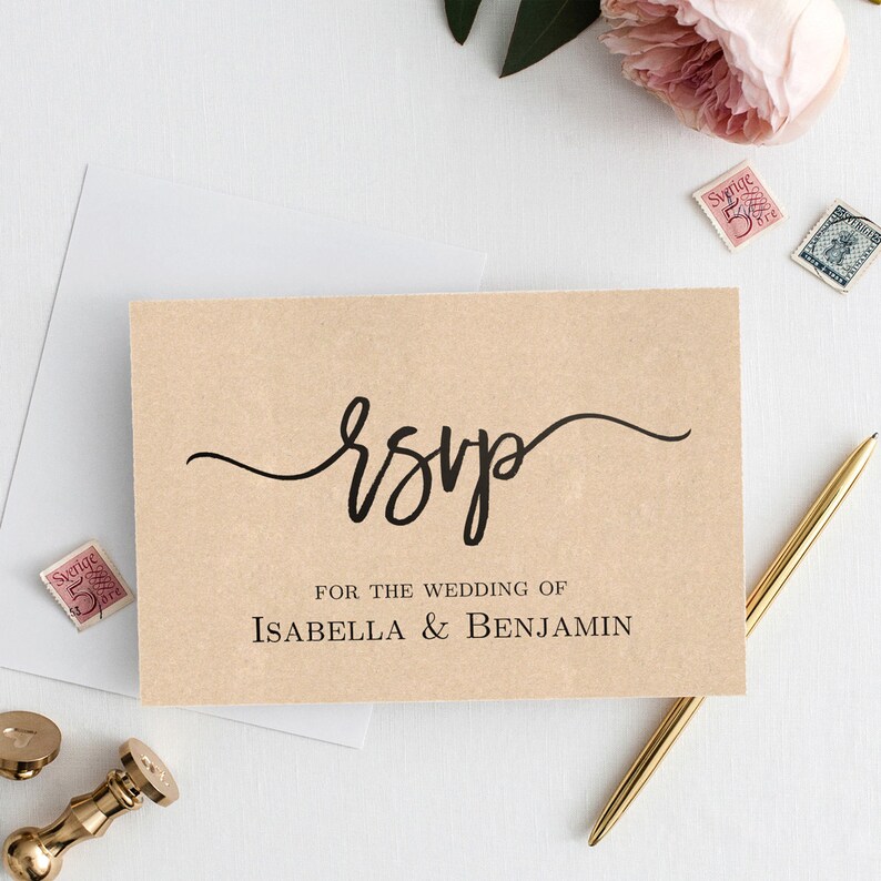 Postcard RSVP Template Printable Wedding Postcard RSVP Etsy