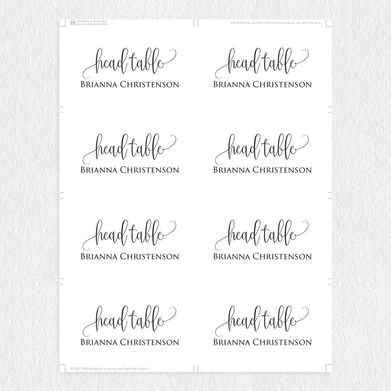 Printable Place Card Template Wedding Place Card Editable | Etsy