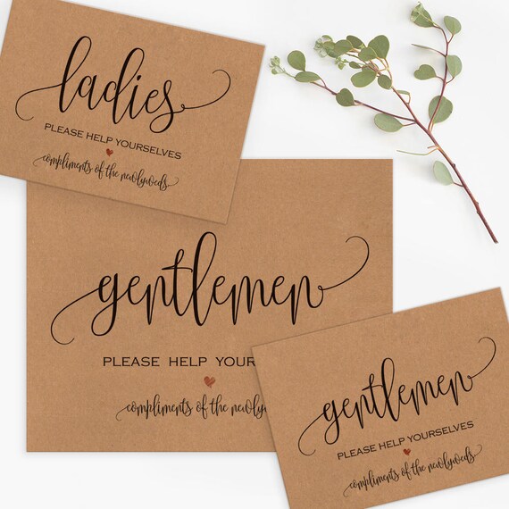 Wedding Bathroom Signs Wedding Printables Bathroom Basket Etsy