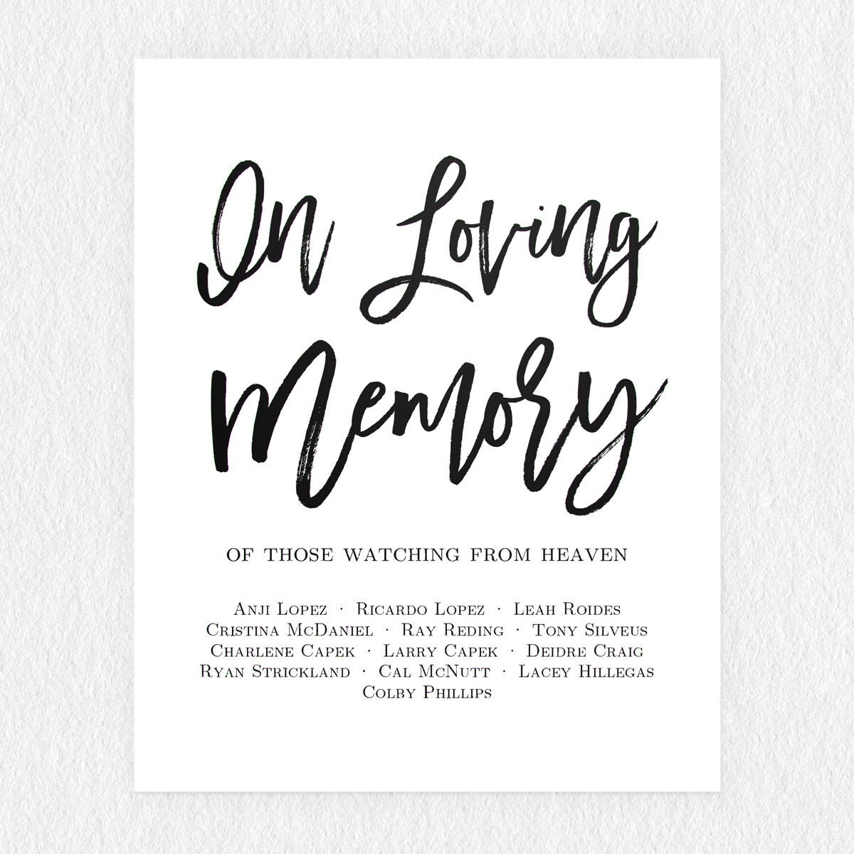 Printable In Loving Memory Sign Forever in our Hearts Sign | Etsy