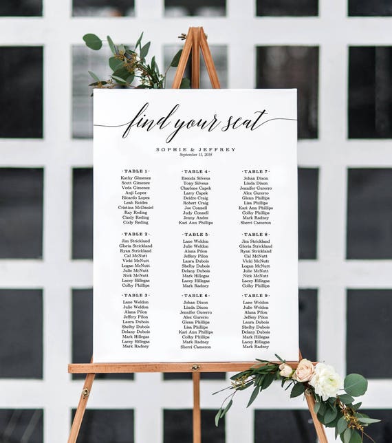 Poster Board Wedding Seating Chart