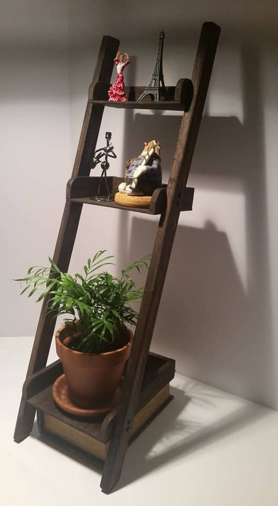 Wooden Ladder Shelf Espresso Etsy