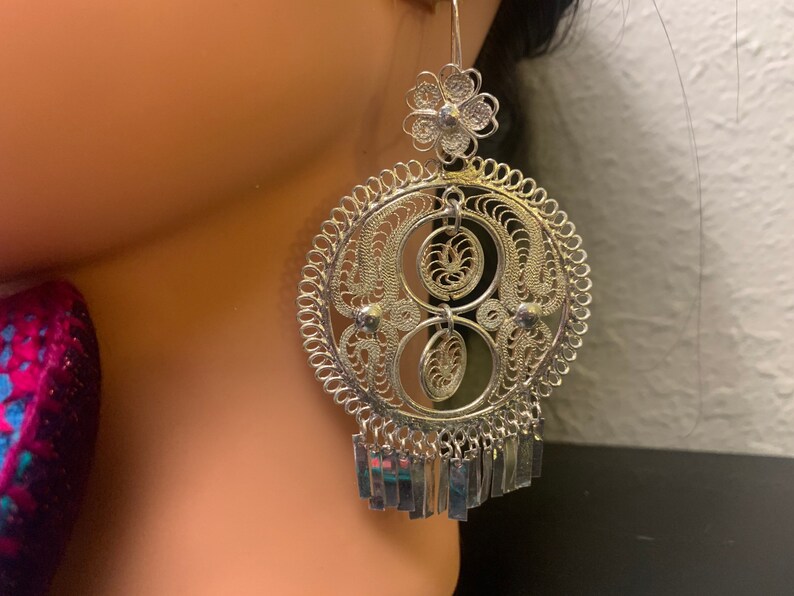 Silver Mexican Folklorico Filigree Large Figure 8 Earrings Etsy