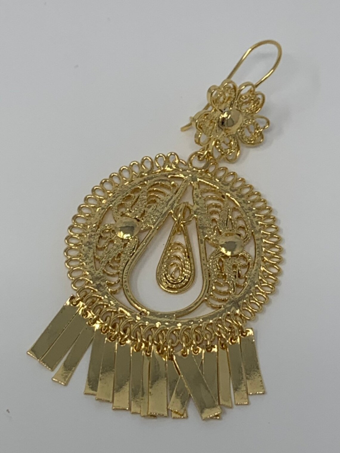 Medium Gold Mexican Folklorico Filigree Con Gota Earrings Etsy New