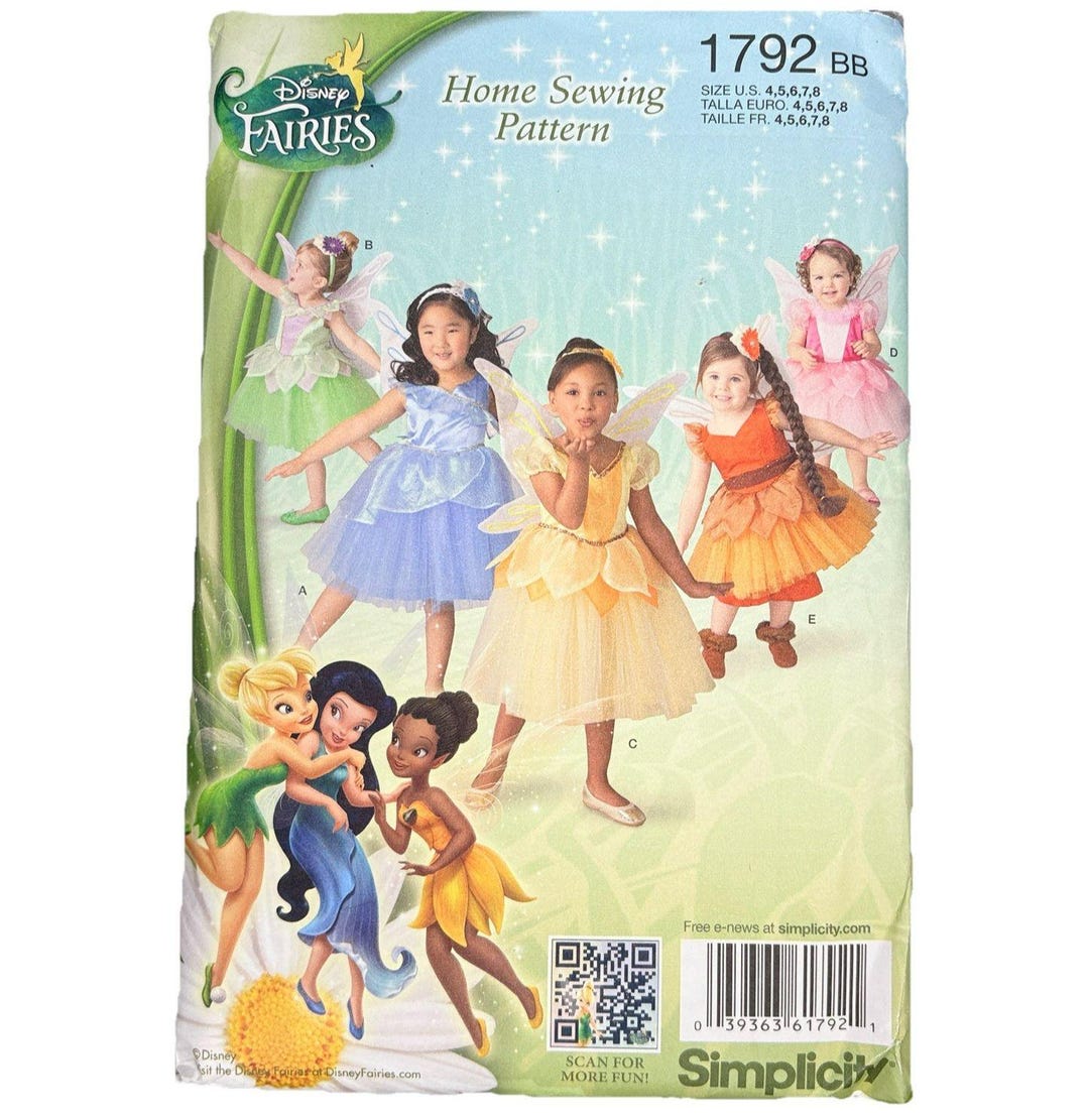 Simplicity 1792 Disney Fairies Costume Pattern Tinker Bell Wings Girls ...