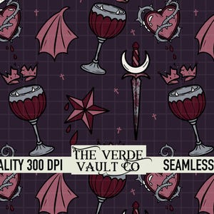 Vampire Horror Seamless Pattern: Spooky Digital Paper (PNG Download 300 DPI)