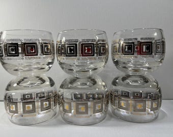MCM Vintage Unmarked Roly Poly Glasses Set of 6
