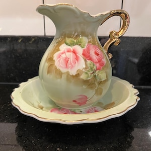 Lefton China Pitcher Heritage Rose #4578 w/ Lefton Sticker