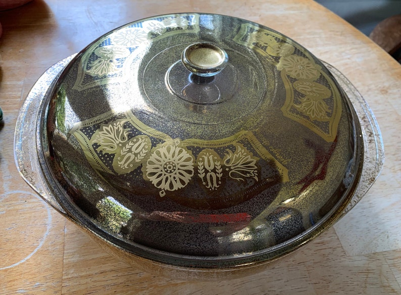 Briard Signed Gold Splatter Casserole Pyrex 3 Quart Etsy