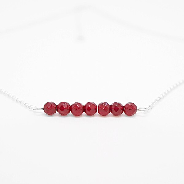 Collier Perle en Argent 925, pierre semi précieuse Grenat // Collier minimaliste // Cadeaux pour les femmes