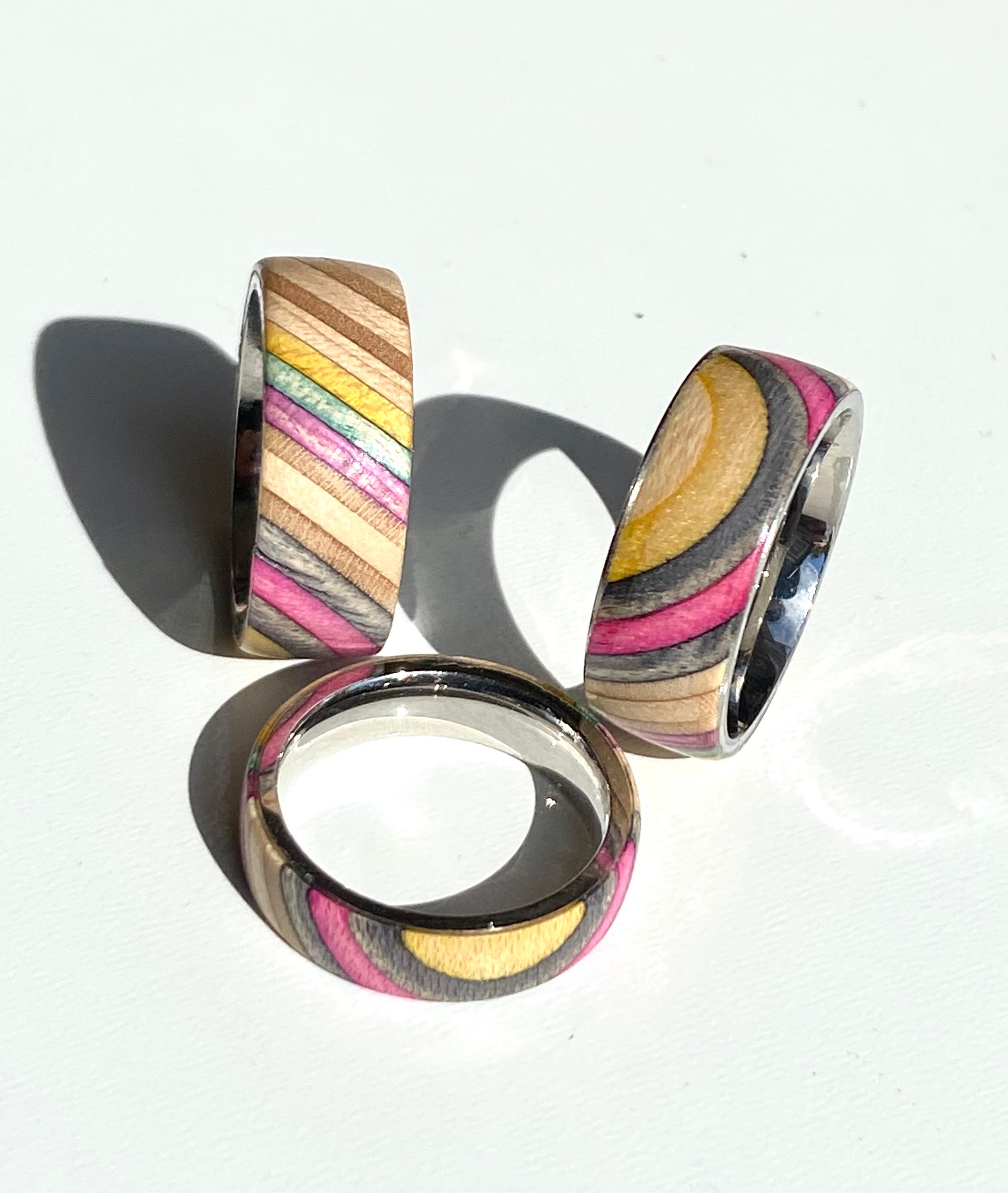 Metal Inlay RingSkateboard RingRecycled Skateboard Ring Etsy
