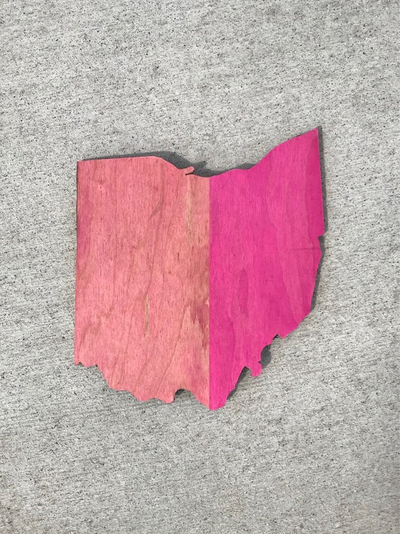 Ohio State Outline Wooded Wall Decoration Recycled Skateboard Sign State Outline Leiaskids Donation Pink