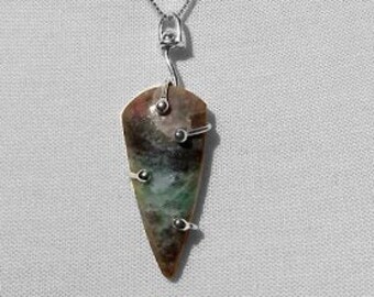 Jasper Cabochon Pendant in Sterling Silver with a Sterling Silver Necklace