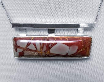 Large, Showy Noreena Jasper Cabochon in Pure and Sterling Silver, with a Sterling Silver Necklace
