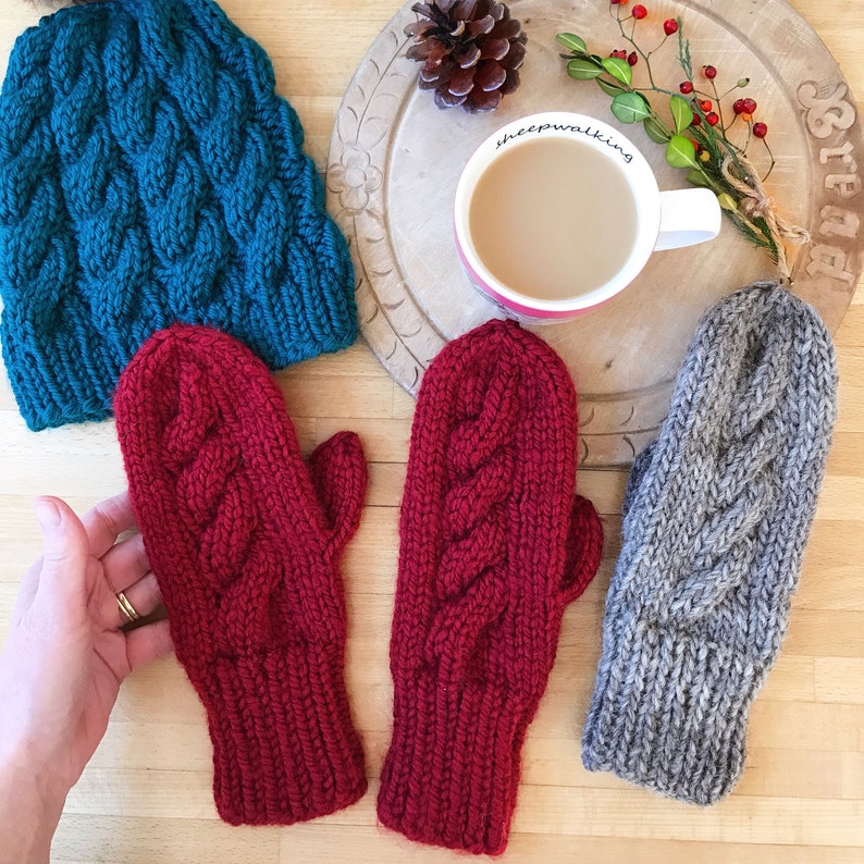 Knitting PatternPDF Easy Bulky Cable Mittens DPN Mitten | Etsy