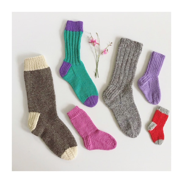 Sock Knitting Pattern // Classic Knit Socks //  Baby Socks Pattern // Child's Sock Pattern // Adult Sock Pattern // Basic Sock Pattern