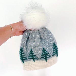 Pine Tree Hat Knitting Pattern, Baby to Adult Beanie, Winter toque (PDF Download)