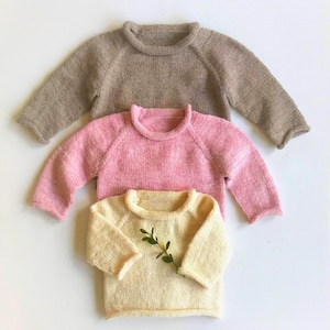 Easy Top Down Raglan child's Sweater Knitting Pattern, kids vintage style, Child Sizes, toddler jumper (PDF Pattern)