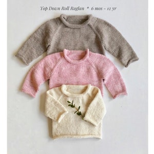 Top Down Sweater Knitting Pattern // Top Down Raglan Sweater // Baby Sweater Pattern // Child Sweater Pattern // Vintage Knit Pattern // image 1