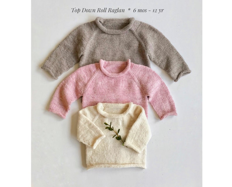 Top Down Sweater Knitting Pattern // Top Down Raglan Sweater // Baby Sweater Pattern // Child Sweater Pattern // Vintage Knit Pattern // image 1