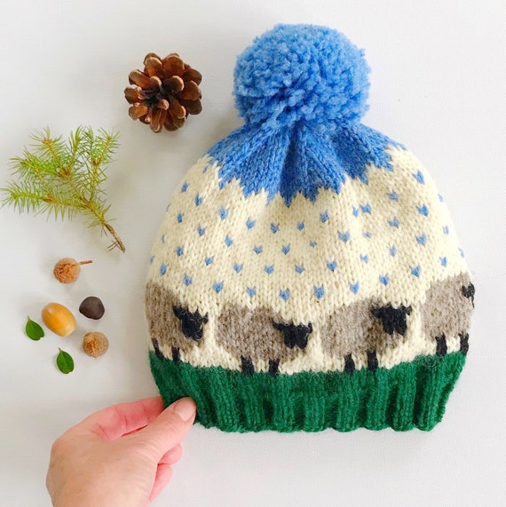 Hat Knitting Pattern Sheep Hat Knit beanie sized baby adult Knit hat Yankee Knitter Designs Etsy