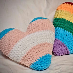 Crocheted Pride Heart Pillow