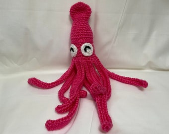 Crocheted Stuffed Squid Desk Pet