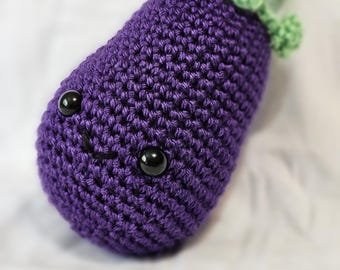 Crocheted Stuffed Ecstatic Eggplant Desk Pet