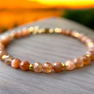 Sunstone Beads Bracelet • Sunstone Jewelry • Summer Beach Jewelry • Vacation Bracelet For Her