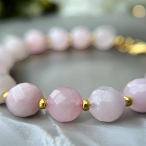 Rose Quartz Baby Shower Bracelet: Handmade Adjustable Mom-to-Be Gift