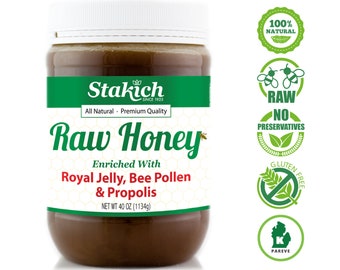 Royal Jelly, Bee Pollen & Propolis Enriched Raw Honey