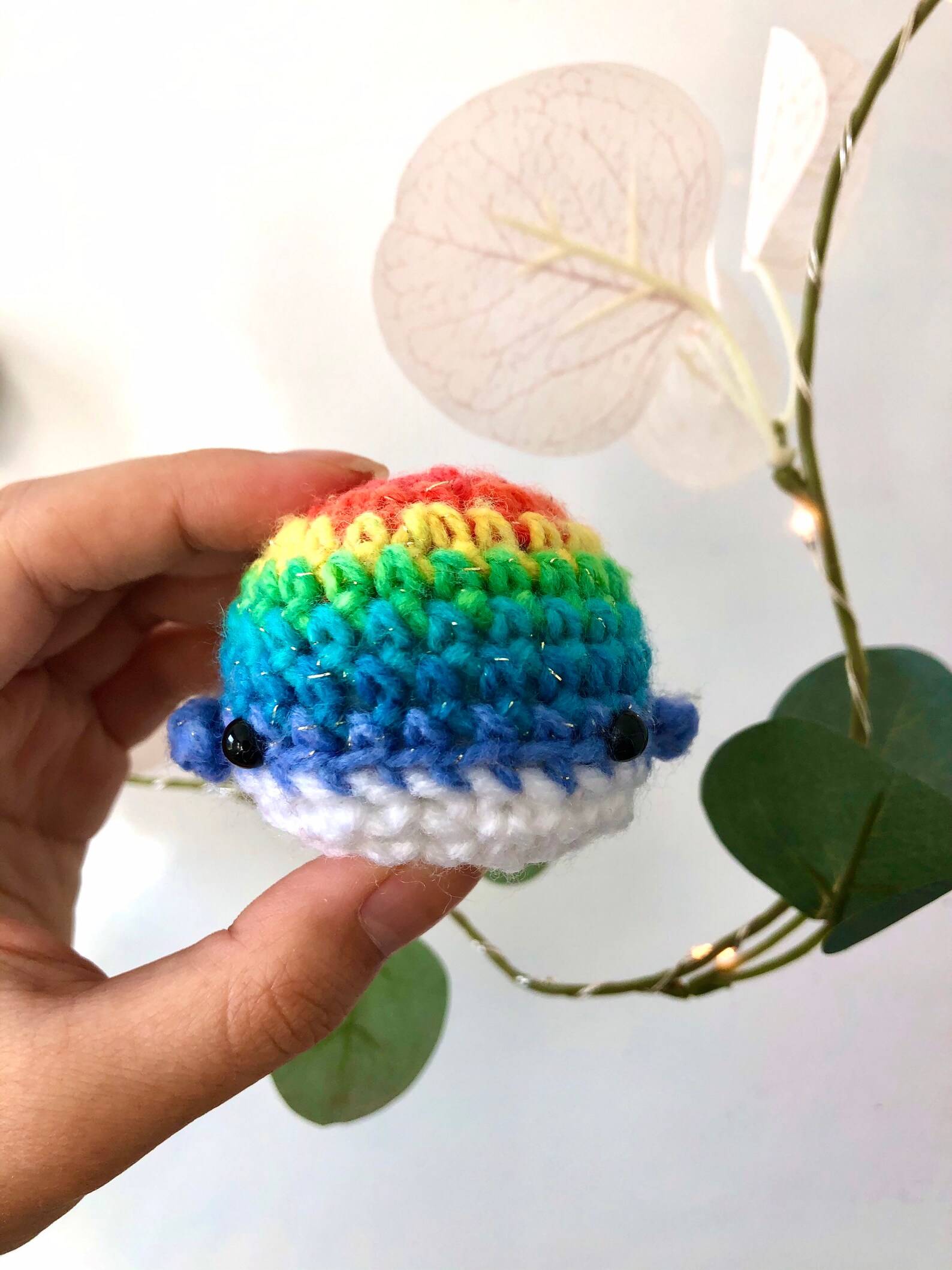 Rainbow Sparkle Whale Plush with Keychain Option Etsy