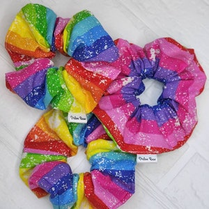 Rainbow Striped Scrunchie- Multi colored - cotton scrunchie -hair accessory- gifts -cute scrunchie