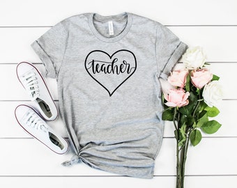 Teacher Heart Shirt, Teacher T-Shirt, Gift for Teacher, Teacher Appreciation Gift, Team Shirts