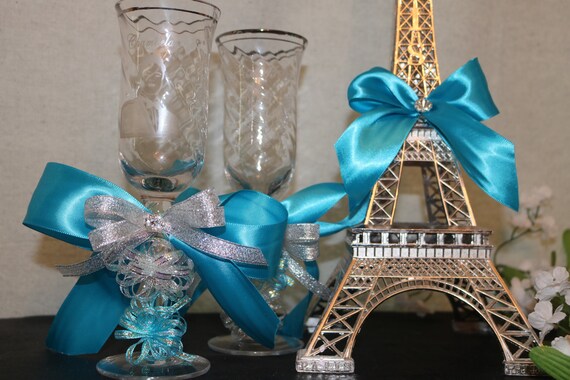 Quinceanera Accessories Two Toasting Glasses Paris Etsy