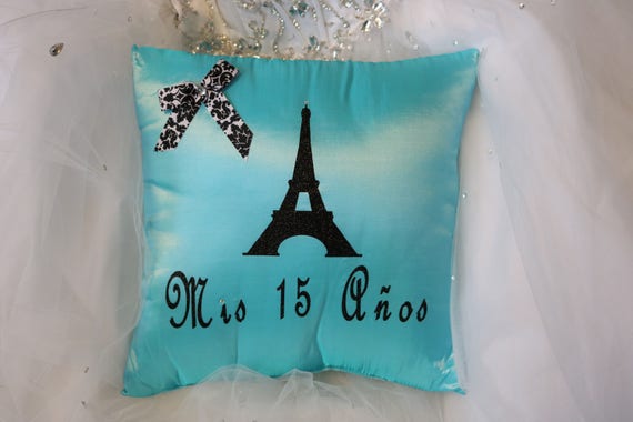 Quinceanera Pillow Paris Theme Eiffel Tower Tiara Pillow Mis Etsy