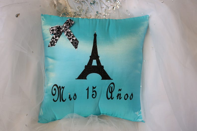 Quinceanera Pillow Paris Theme Eiffel Tower Tiara Pillow Mis Etsy