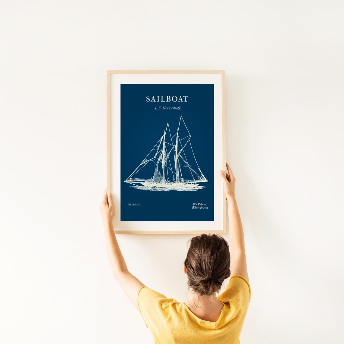 Sailboat Blueprint - Wall Art - Nautical Print | Printable - Etsy