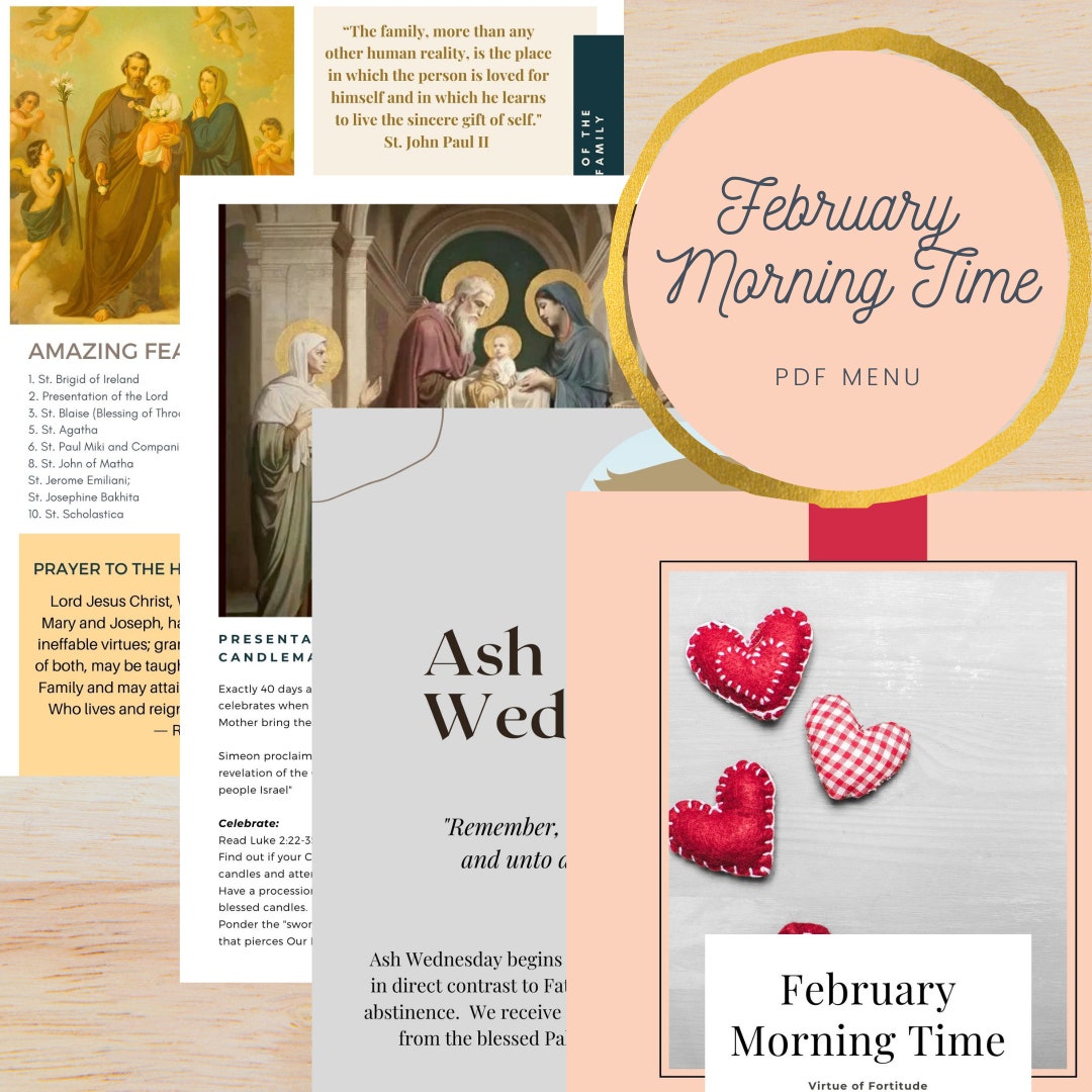 February Printable Morning Time Menu Catholic Digital File - Etsy